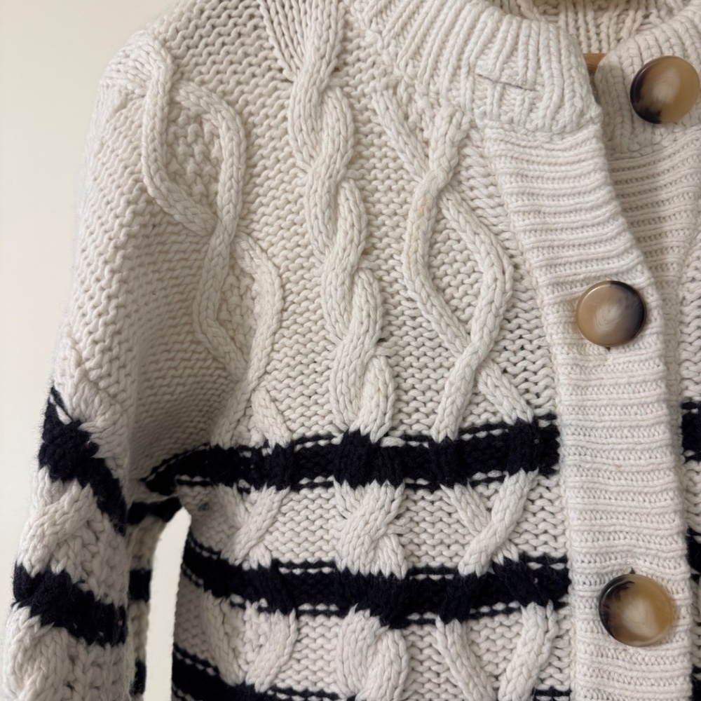 Sezane Sean Cardigan Ecru / Navy - Size XS - Picture 4 of 6